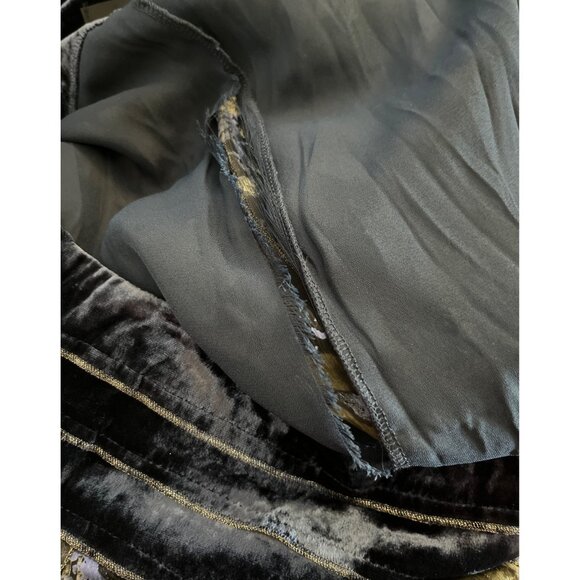 Floral Velvet Chiffon Skirt Silk By Background Boho Whimsy Italy Size 46 / US 10 - Picture 5 of 9